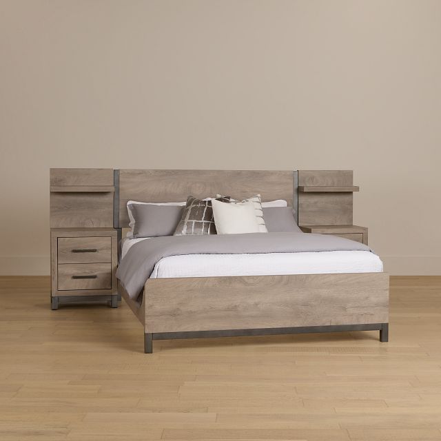 Evanston Gray Spread Bed W/ Two Nightstands