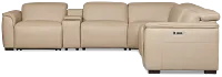 Flexsteel Brodie Taupe Lthr/vinyl Large Triple Power Reclining Two-arm Sectional