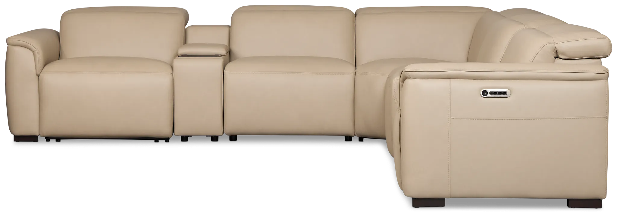 Flexsteel Brodie Taupe Lthr/vinyl Large Triple Power Reclining Two-arm Sectional