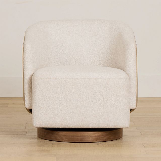 Luna Beige Fabric Swivel Chair