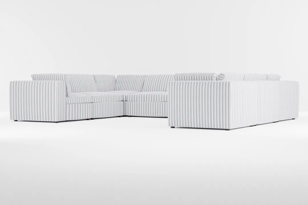 Destin Sea Lane Dark Blue Fabric 8-piece Modular Sectional