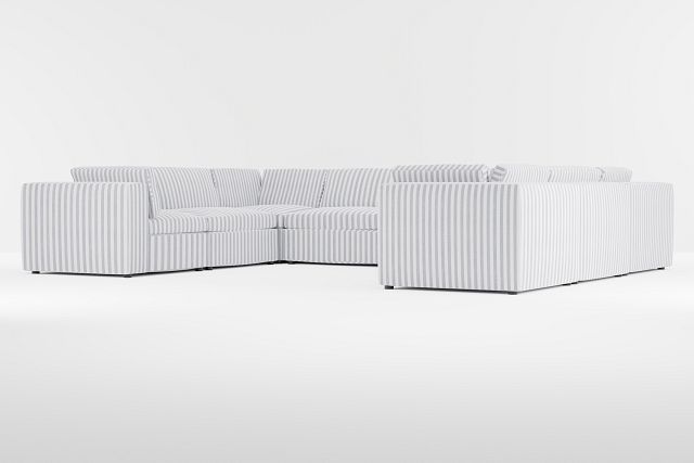 Destin Sea Lane Dark Blue Fabric 8-piece Modular Sectional