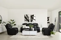 Eclipse Black Lthr/vinyl Power Reclining Sofa W/ Massage