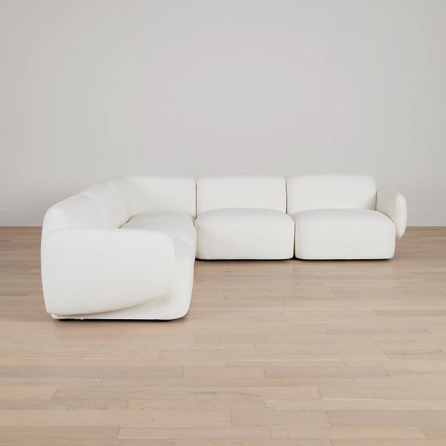 Halsey White Fabric Small Two-arm Sectional