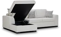 Blakely White Fabric Small Left Chaise Storage Sleeper Sectional