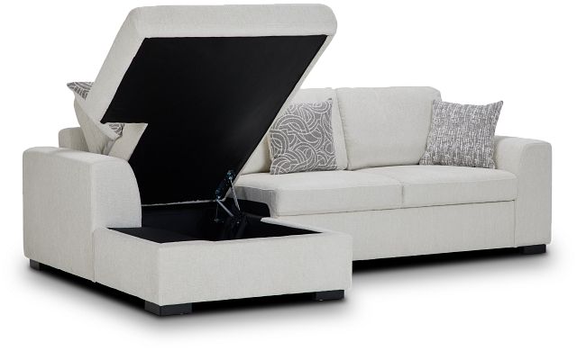 Blakely White Fabric Left Chaise Storage Sectional