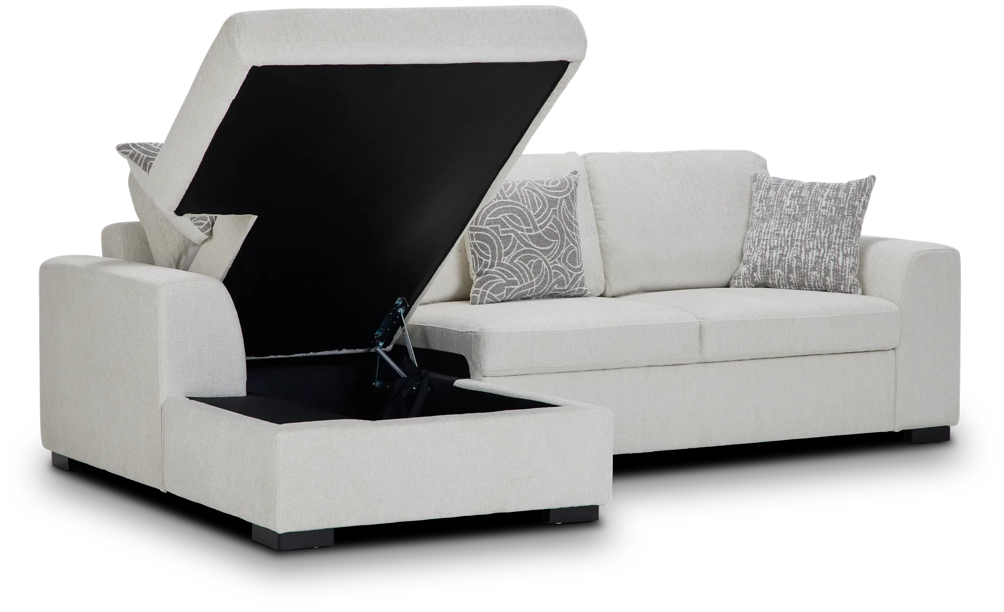 Blakely White Fabric Left Chaise Storage Sectional