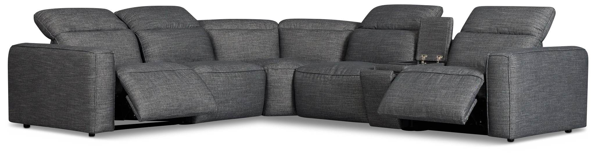 Ryland Dark Gray Fabric Medium Dual Power 2-arm Reclining Sectional