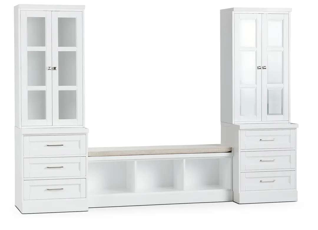 Newport White 106" Drawer Entryway Newport White 106" Drawer Entryway