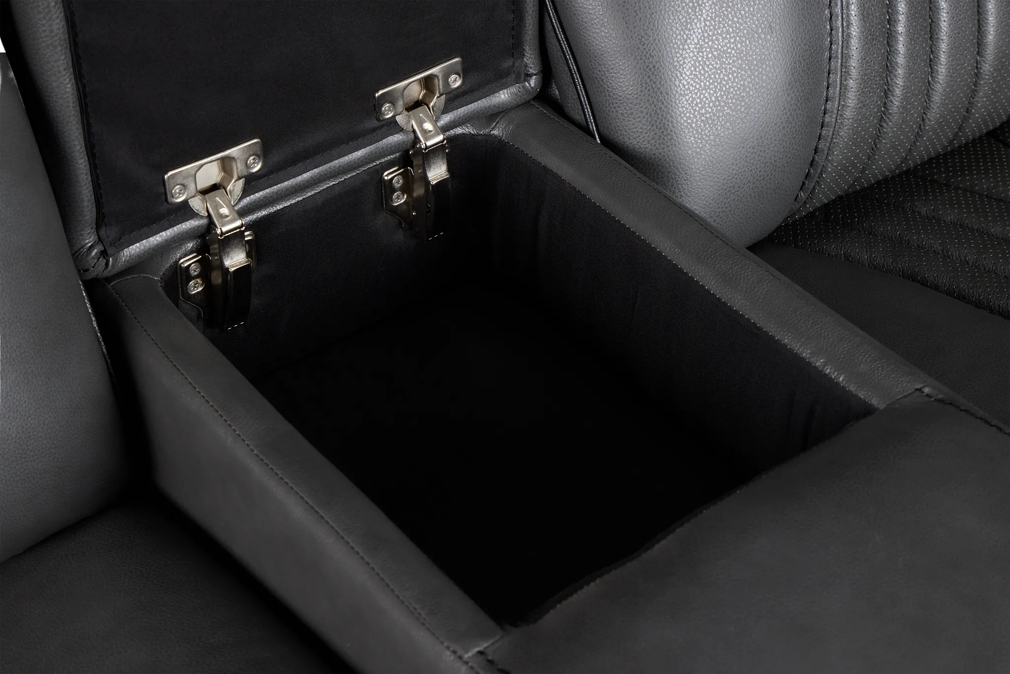 Nova Dark Gray Lthr/vinyl Medium 2-arm Quadruple Power Massage Sectional