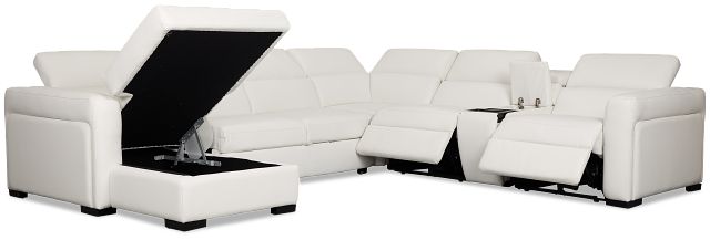 Melody White Storage Medium Left Dual Power Chaise Sleeper Sectional