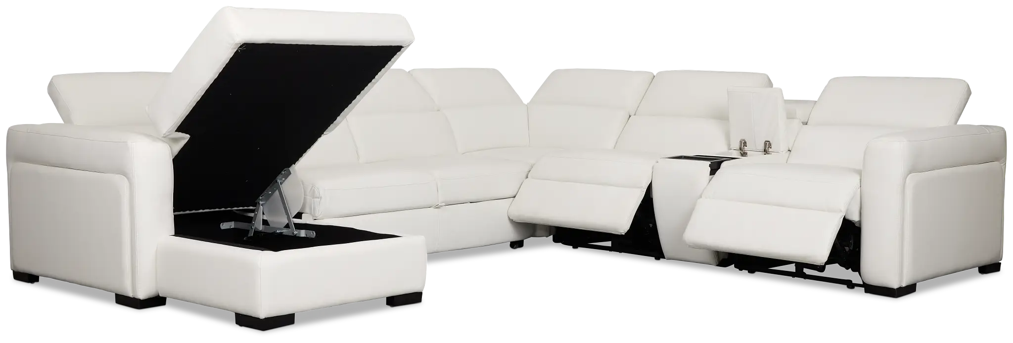 Melody White Storage Medium Left Dual Power Chaise Sleeper Sectional Melody White Storage Medium Left Dual Power Chaise Sleeper Sectional