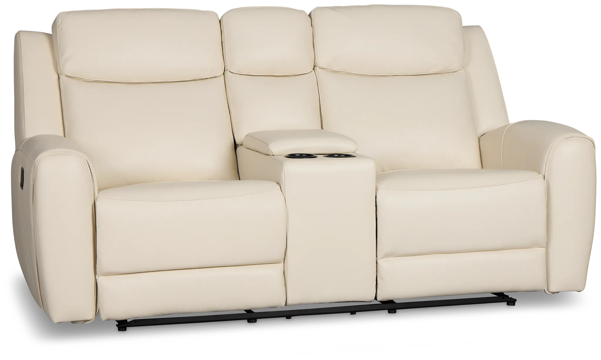 Walker Ivory Lthr/vinyl Reclining Console Loveseat