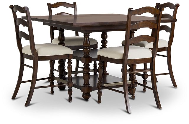 Savannah Dark Tone High Table & 4 Barstools