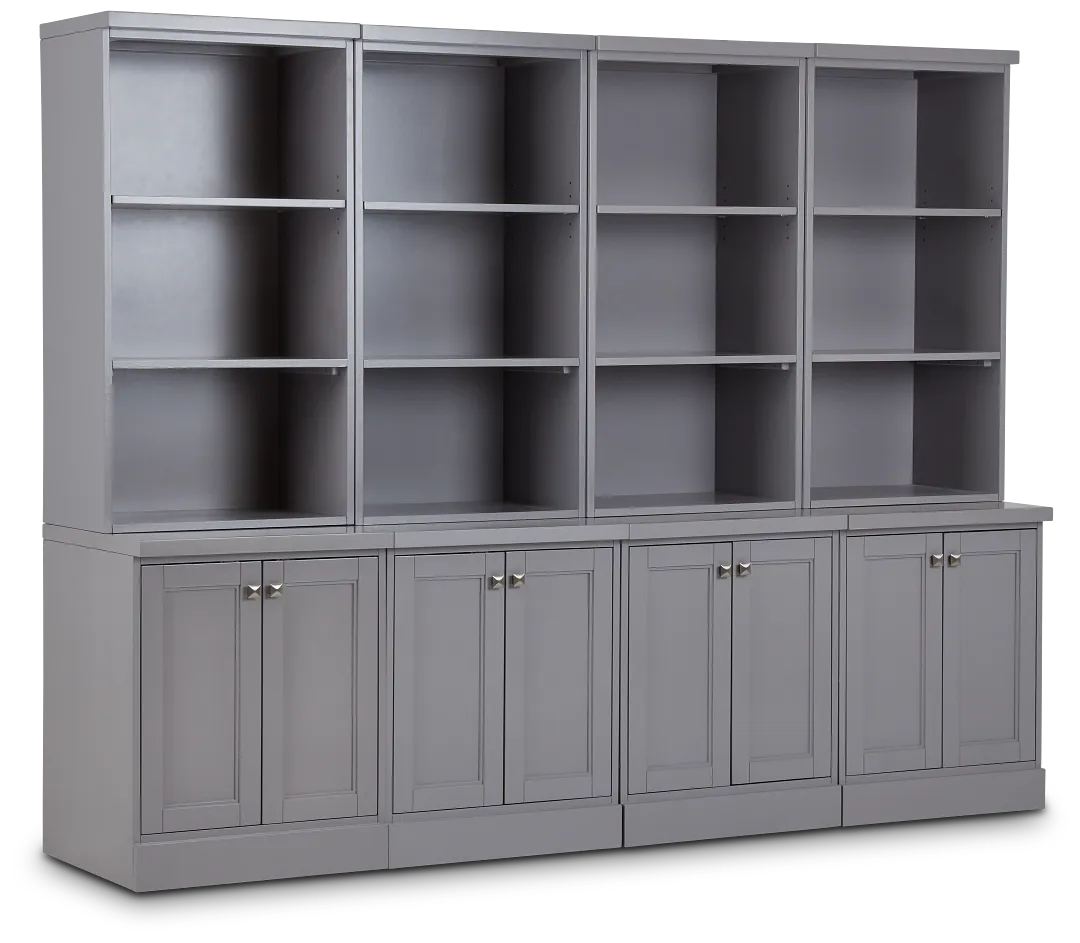 Newport Gray Door Bookcase Wall