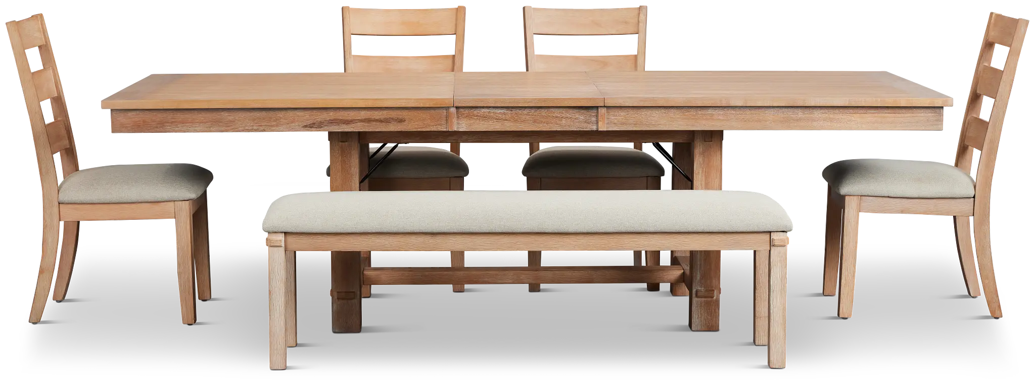 Park City Light Tone Rect Table With 4 Wood Side Chairs & Bench Park City Light Tone Rect Table With 4 Wood Side Chairs & Bench