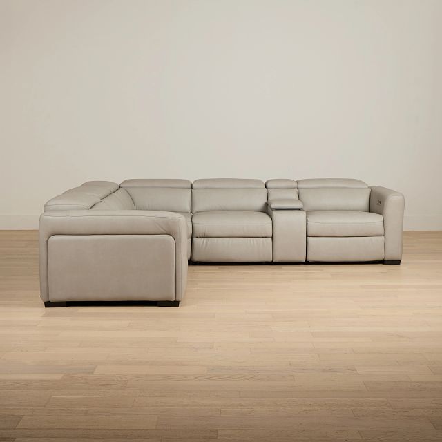 Melody Light Gray Micro Medium Triple Power 2-arm Sectional