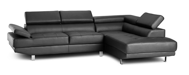 Zane Black Micro Right Chaise Sectional