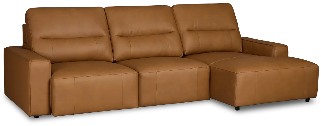 Rudy Brown Lthr/vinyl Right Dual Power Extension Chaise Sectional