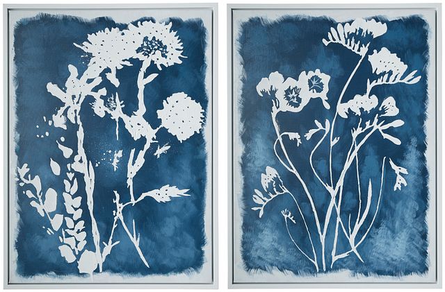 Tigerlilly Blue Set Of 2 Framed Wall Art