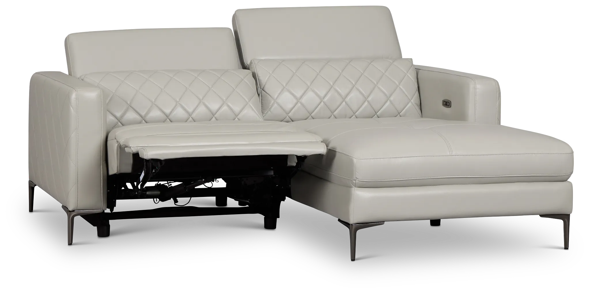 Ava Light Gray Micro Right Chaise Power Reclining Sectional