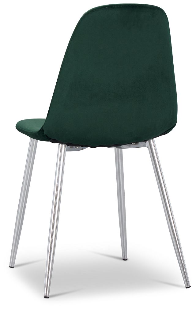 Havana Dark Green Velvet Upholstered Side Chair W/ Chrome Legs