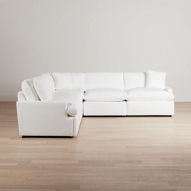 Skye White Fabric Small Triple Power Reclining Two-arm Sectional