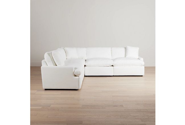 Skye White Fabric Small Triple Power Reclining Two-arm Sectional