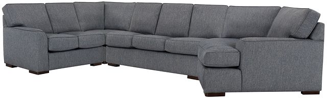 Austin Blue Fabric Right Cuddler Memory Foam Sleeper Sectional