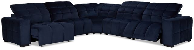 Gemma Navy Velvet Small Right Chaise Power Reclining Sectional