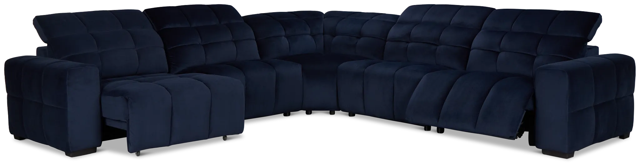 Gemma Navy Velvet Small Right Chaise Power Reclining Sectional