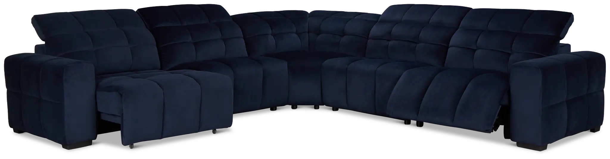 Gemma Navy Velvet Small Right Chaise Power Reclining Sectional Gemma Navy Velvet Small Right Chaise Power Reclining Sectional