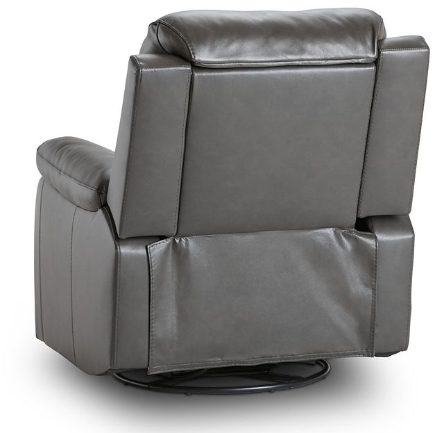 Mason Dark Gray Leather Swivel Glider Recliner