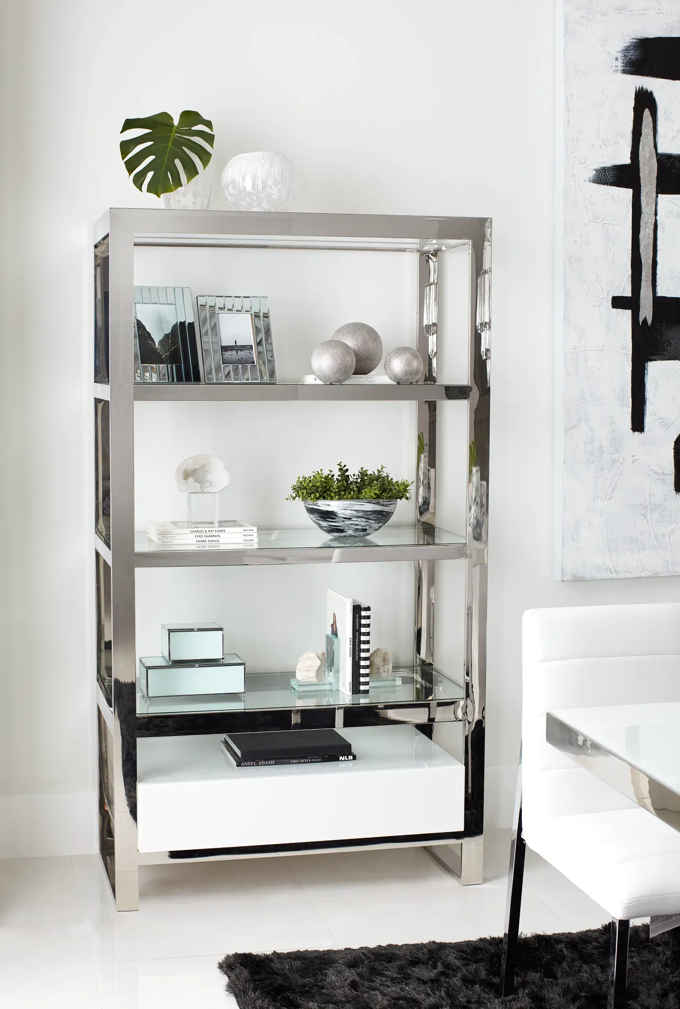 Miami White Open Bookcase