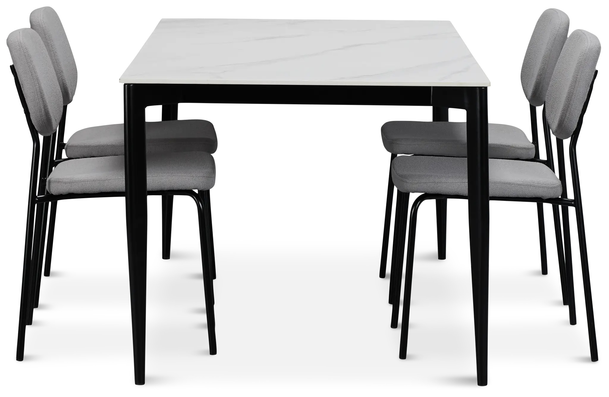 Andover White Rect Table & 4 Gray Upholstered Chairs Andover White Rect Table & 4 Gray Upholstered Chairs