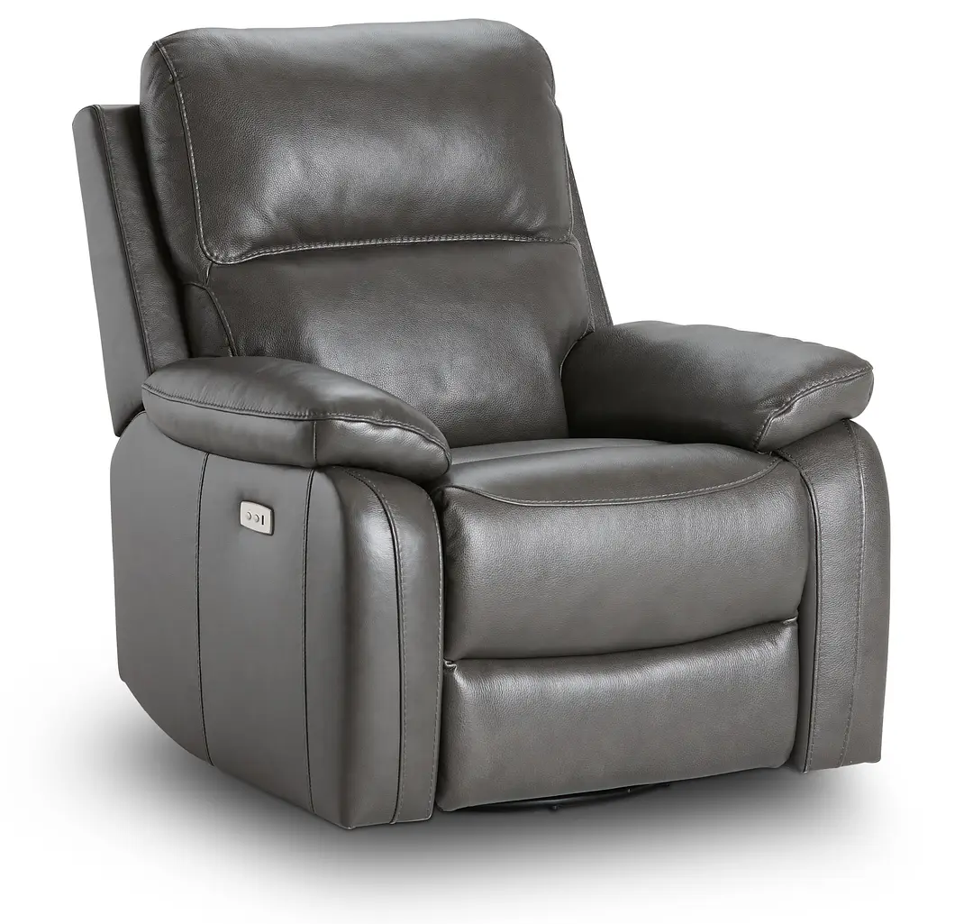 Mason Dark Gray Leather Power Swivel Glider Recliner Mason Dark Gray Leather Power Swivel Glider Recliner