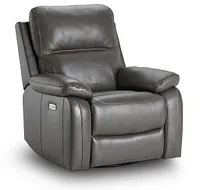 Mason Dark Gray Leather Power Swivel Glider Recliner