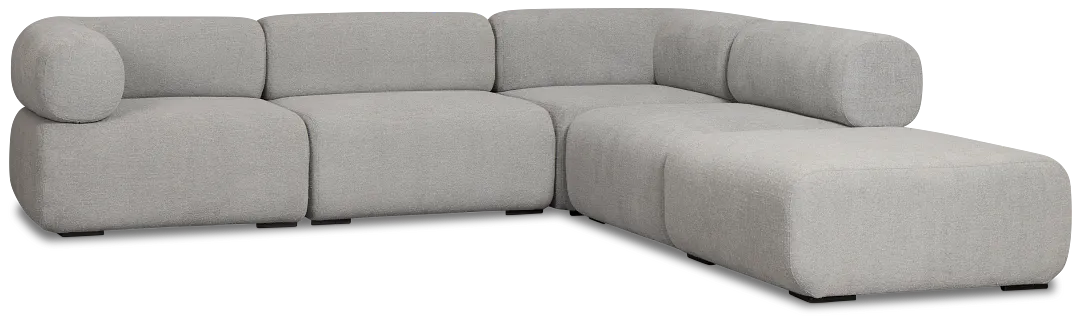 Celeste Light Gray Fabric 5-piece Right Facing Bumper Sectional