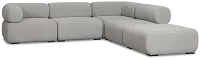 Celeste Light Gray Fabric 5-piece Right Facing Bumper Sectional