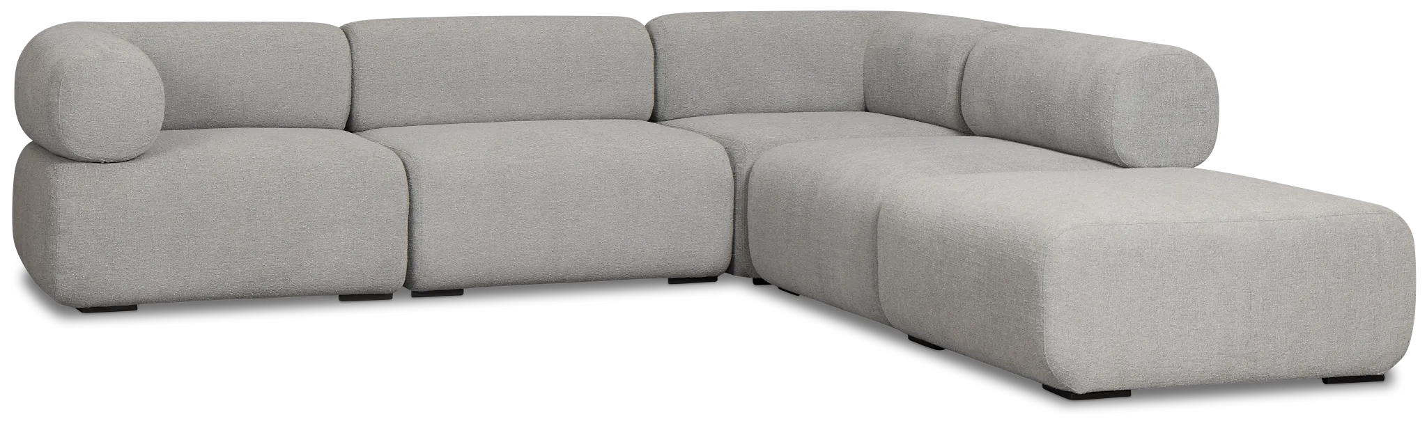 Celeste Light Gray Fabric 5-piece Right Facing Bumper Sectional