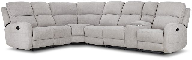 Piper Gray Fabric Large Dual Reclining Sectional With Right Console