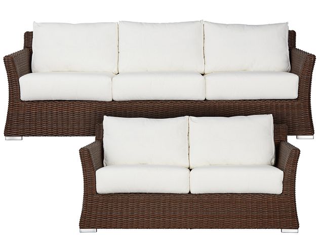 Southport White Woven Outdoor Living Room Set