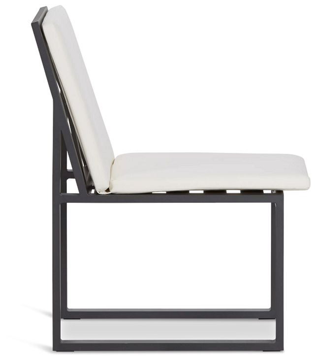 Linear Dark Gray White Aluminum Cushioned Chair (1)