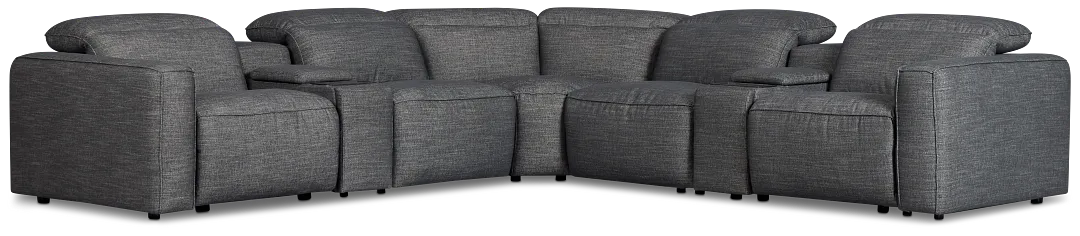 Ryland Dark Gray Fabric Large Dual Power Reclining Two-arm Sectional