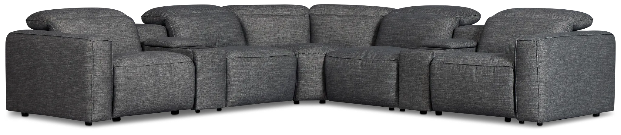Ryland Dark Gray Fabric Large Dual Power Reclining Two-arm Sectional