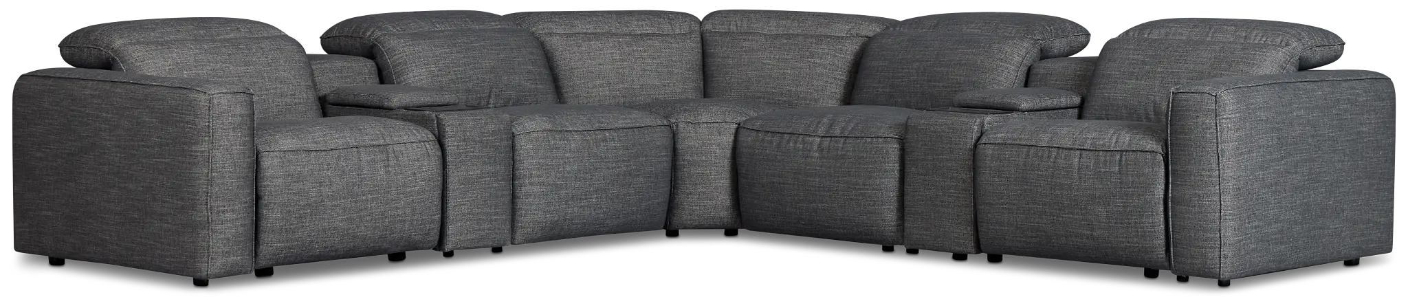 Ryland Dark Gray Fabric Large Dual Power Reclining Two-arm Sectional Ryland Dark Gray Fabric Large Dual Power Reclining Two-arm Sectional