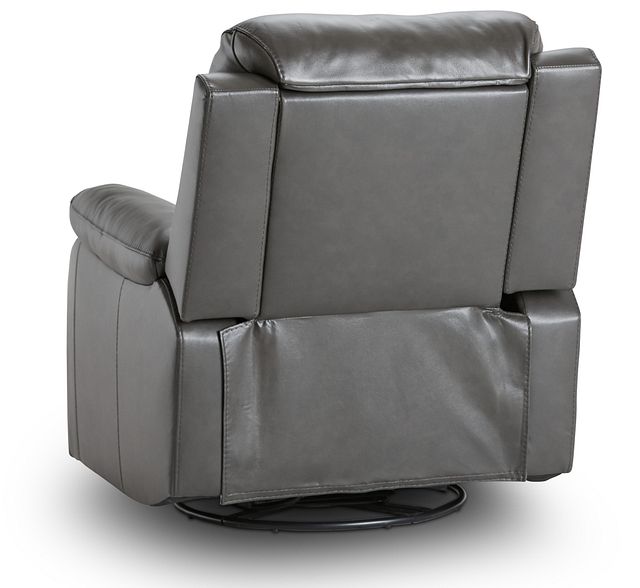 Mason Dark Gray Leather Power Glider Recliner With Power Headrest