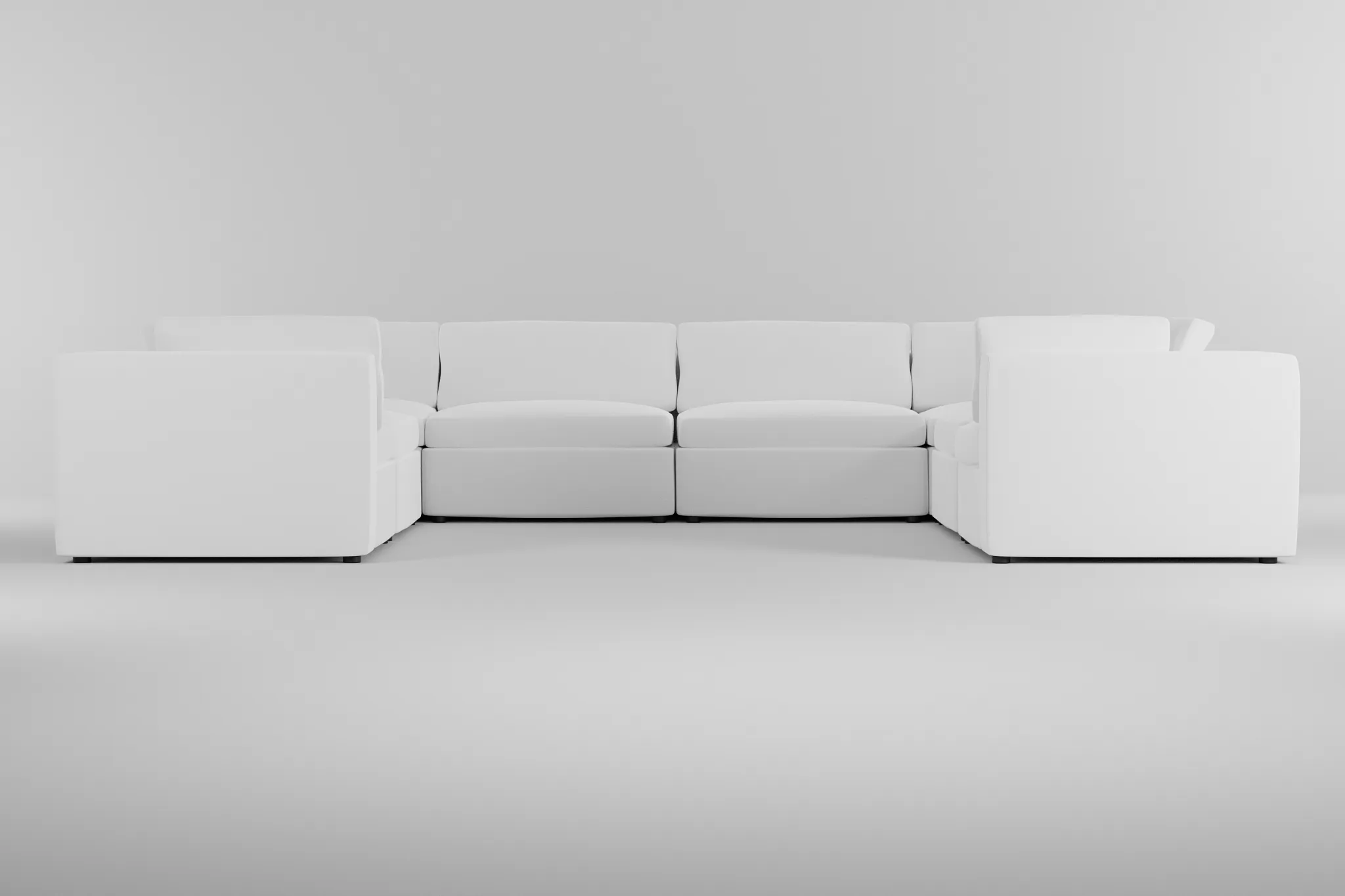 Destin Suave White Fabric 8-piece Modular Sectional