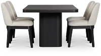 Emory Black Rectangular Table & 4 Upholstered Chairs