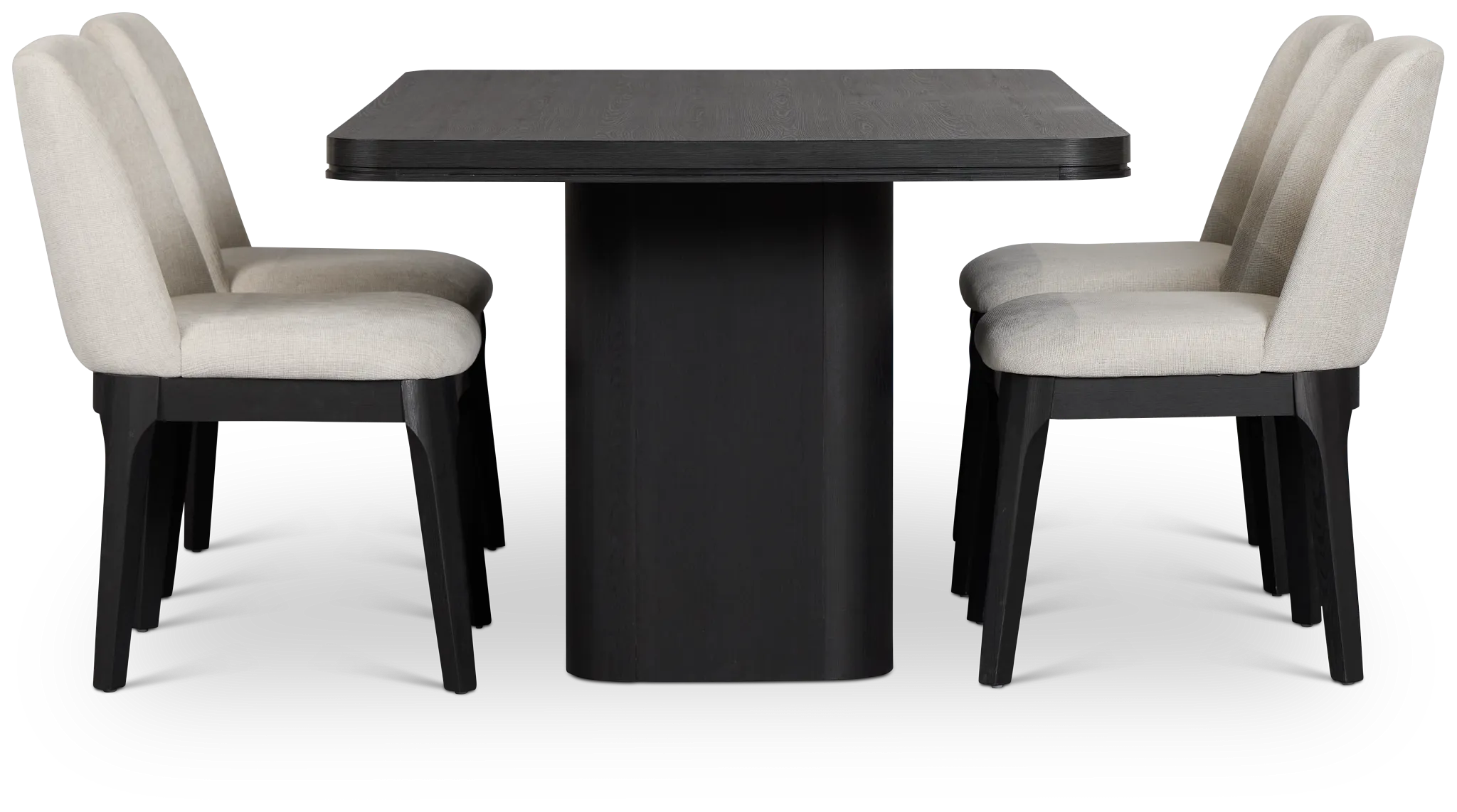 Emory Black Rectangular Table & 4 Upholstered Chairs